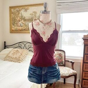Essentials burgundy lace cami size medium